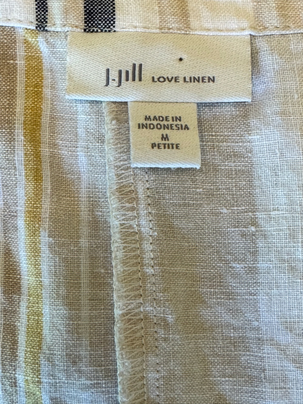 100% Linen Striped Midi Dress Coastal Beach Resort Minimalist Petite M - Picture 4 of 7